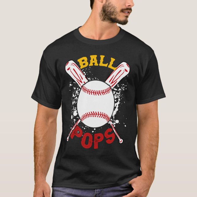 Baseball Pops Ball Softball  Fathers Day T Shirt (Framsida)