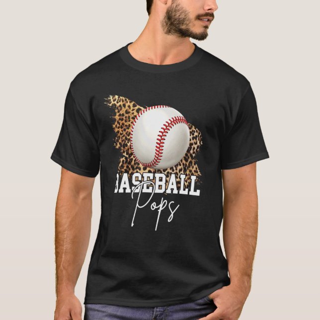 Baseball Pops Leopard Heart T Shirt (Framsida)