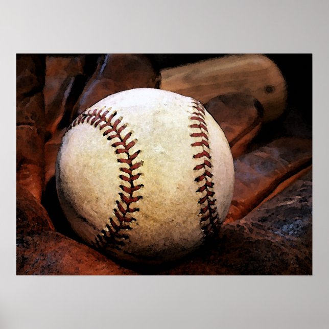 Baseball Poster - Baseball Glove & Boll (Framsidan)