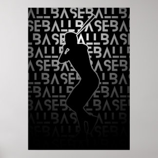 Baseball Poster | Black and White | Metal Look