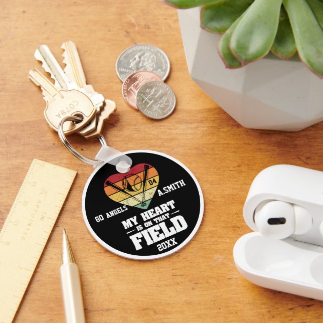 Baseball presenterar mitt hjärta på Fält Nyckelring (Skrivbord)