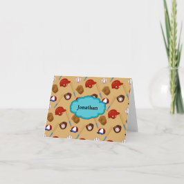 Baseball Print Personlig Note Card Tack Kort