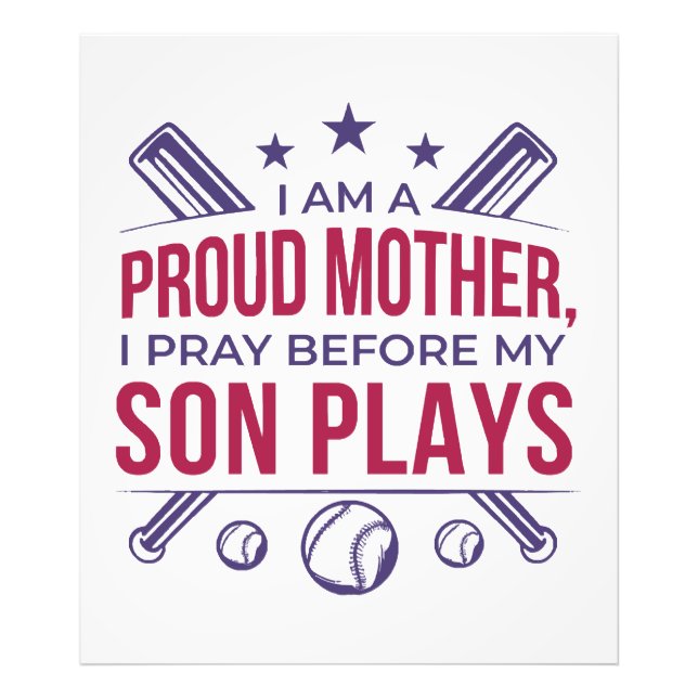 Baseball Proud Mor spelar innan min son spelar. Fototryck (Framsidan)