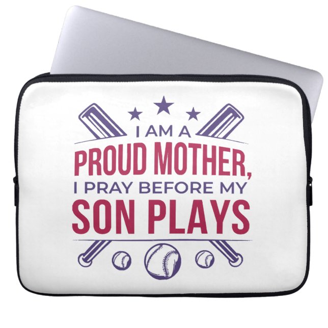 Baseball Proud Mor spelar innan min son spelar. Laptop Fodral (Framsidan)