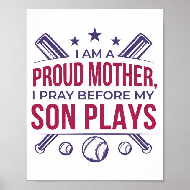 Baseball Proud Mor spelar innan min son spelar. Poster (Framsidan)