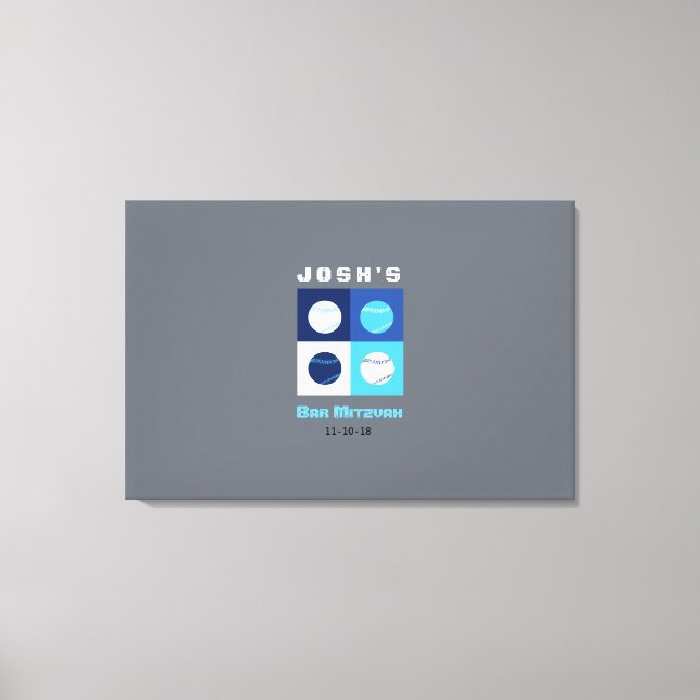 BASEBALL Pub Bat mitzvah inloggningskort Canvastryck (Framsida)
