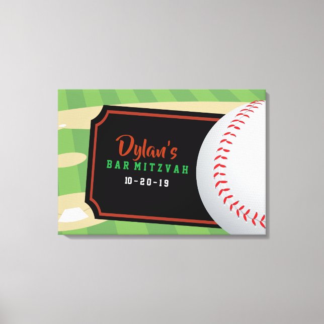 BASEBALL Pub Bat mitzvah inloggningskort Canvastryck (Framsida)