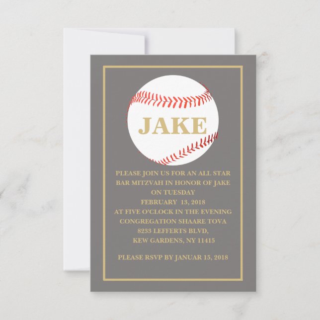 Baseball Pub Mitzvah bjudande in, Pub Mitzvah Inbjudningar (Framsida)