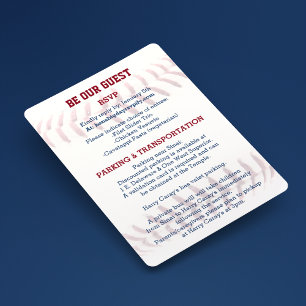 Baseball Pub Mitzvah Guest-informationskort Meddelande