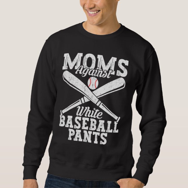 Baseball Quotes Moms Against White Baseball Pants Lång Ärmad Tröja (Framsida)