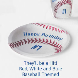 Baseball Red White och Blue med Namn och ålder