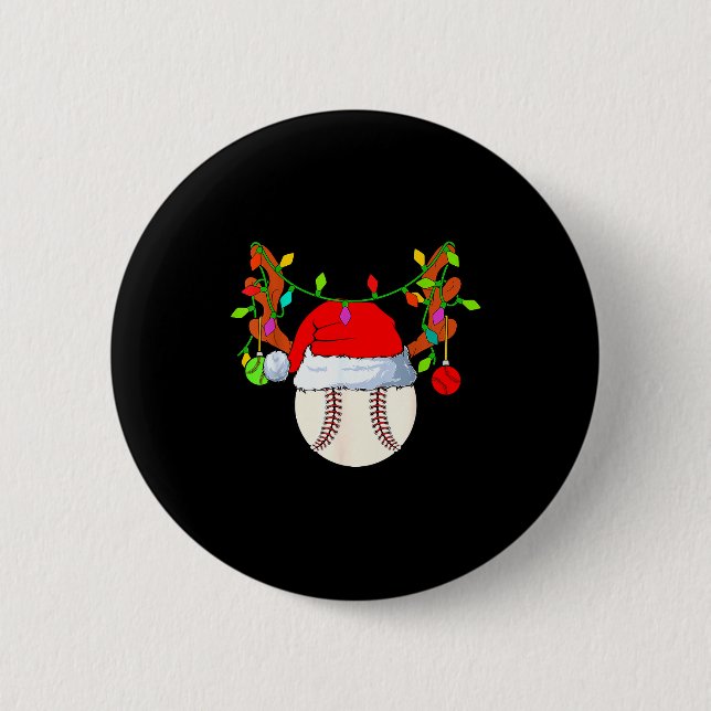 Baseball Reindeer Santa Hat Christmas  Knapp (Framsida)