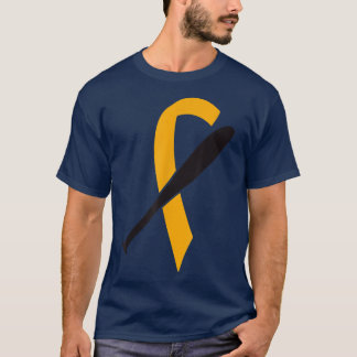 Baseball Ribbon Childature Cancer Awareness Guld R T Shirt