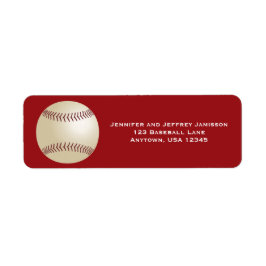 Baseball, röd, Personlig Returadress Returadress Etikett