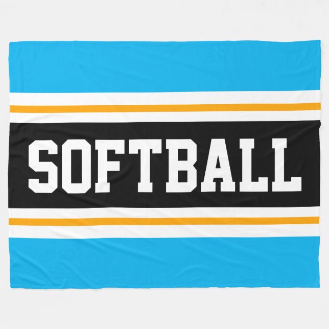 BASEBALL Roligt Azure Blue Black Athletic Rand Fleecefilt (Framsidan (Horisontell))