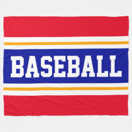 BASEBALL Roligt Bright Red White Royal Blue Rand Fleecefilt
