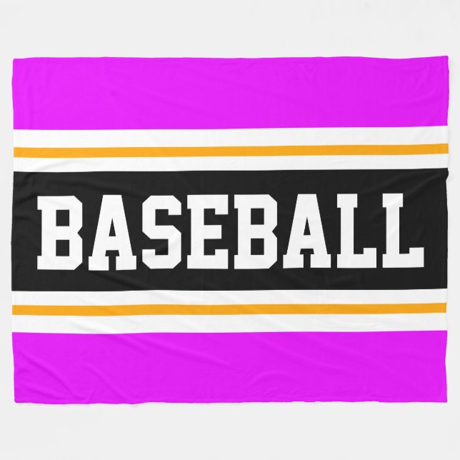 BASEBALL Roligt Bright Rosa Black Athletic Rand Fleecefilt (Framsidan (Horisontell))