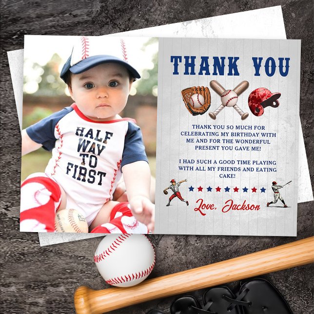 Baseball Rookie Birthday Photo - tackkort Inbjudningar (Skapare uppladdad)