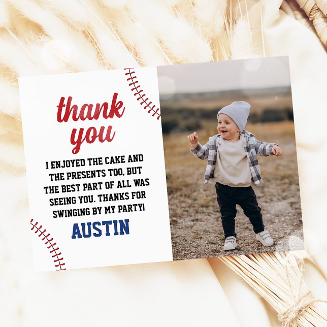 Baseball Rookie Year Boy 1st Birthday Photo Tack Kort (Skapare uppladdad)