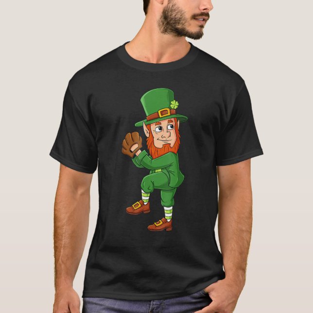 Baseball Saint Patricks Day Leprechaun Pitcher Boy T Shirt (Framsida)