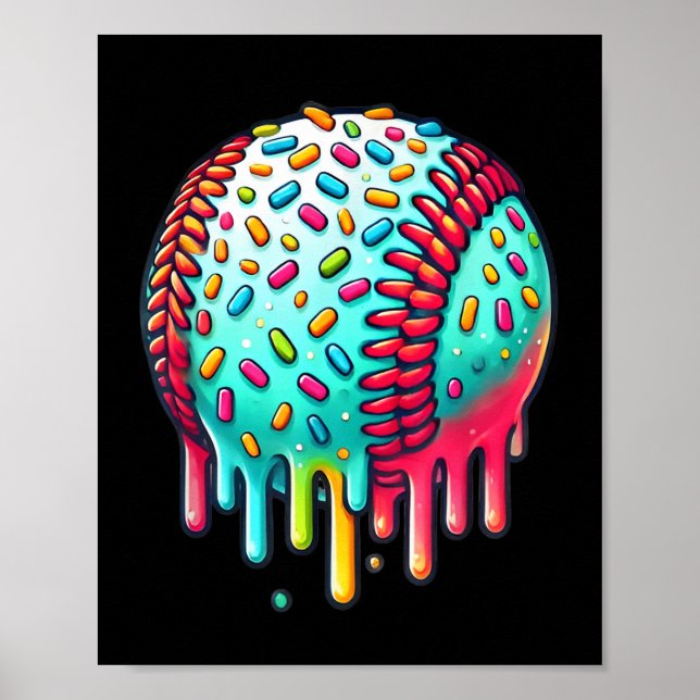 Baseball Saker-dropp med iskräppsdropp för Bo Poster (Framsidan)