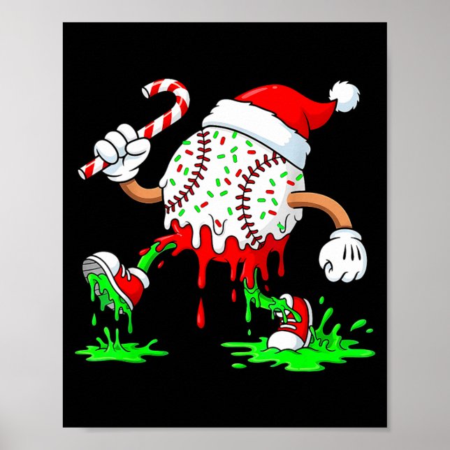 Baseball Santa Hat Christmas Ice Cream Drip Candy  Poster (Framsidan)