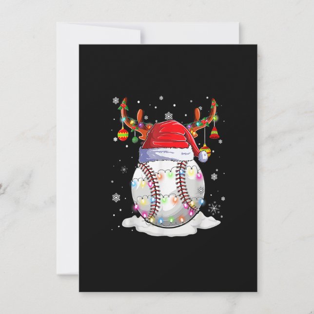 Baseball Santa Hat Reindeer jul Ljus Funny Inbjudningar (Framsida)