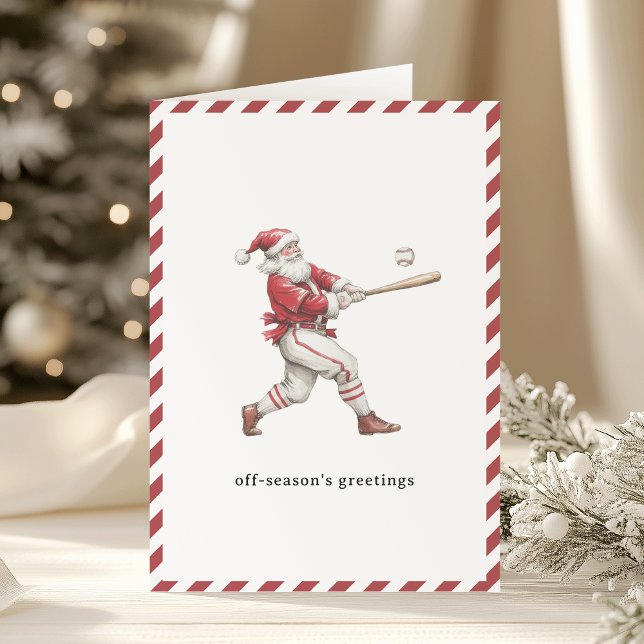 Baseball Santa Off-Season's Greetings Christmas Helgkort (Skapare uppladdad)