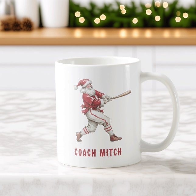 Baseball Santa Personalized Christmas Kaffemugg (Skapare uppladdad)