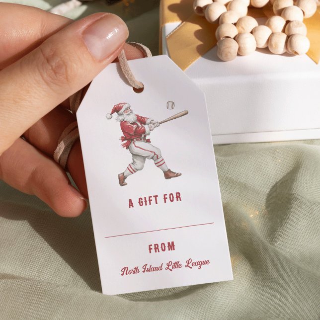Baseball Santa Personalized Christmas Presentetikett (Skapare uppladdad)
