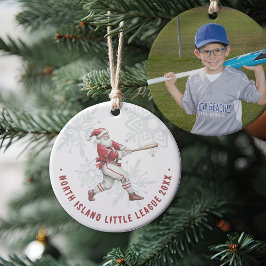 Baseball Santa Personlig Photo Julgransprydnad Keramik