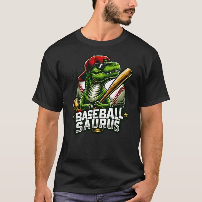 Baseball Saurus Dinosaur Softball Baseball Sports  T Shirt (Framsida)