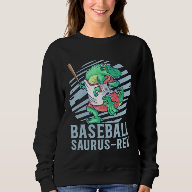 Baseball Saurus Rex för barn framtida basebollspel T Shirt (Framsida)