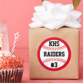 Baseball School Brev, Team Namn & Player Number Runt Klistermärke