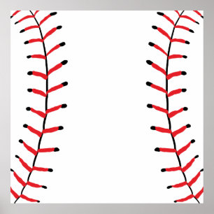 Baseball Seams Sports Stil Baseball Theme Poster