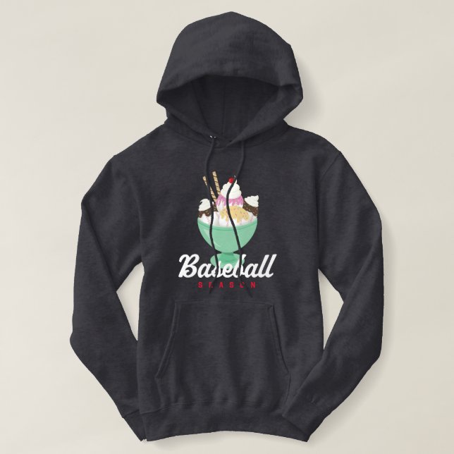 Baseball Season Ice Cream Sundae Hoodie T Shirt (Design framsida)