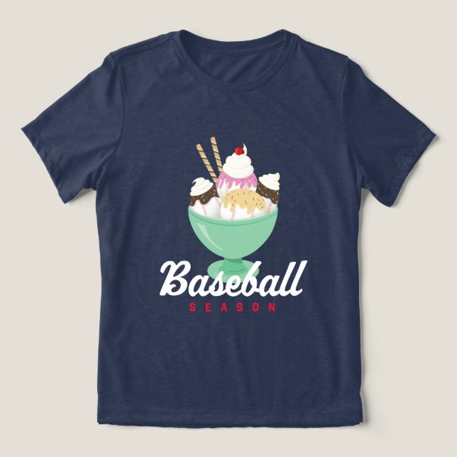 Baseball Season Ice Cream Sundae T-Shirt (Design Framsida)