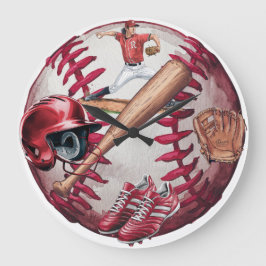 Baseball Season Manar grundläggande T-Shirt Stor Klocka