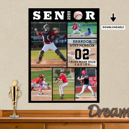 Baseball Senior Studenten 6 Photo Collage Poster