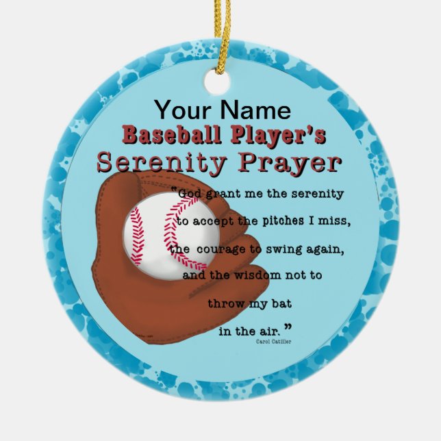 Baseball Serenity Prayer Julgransprydnad Keramik (Framsidan)