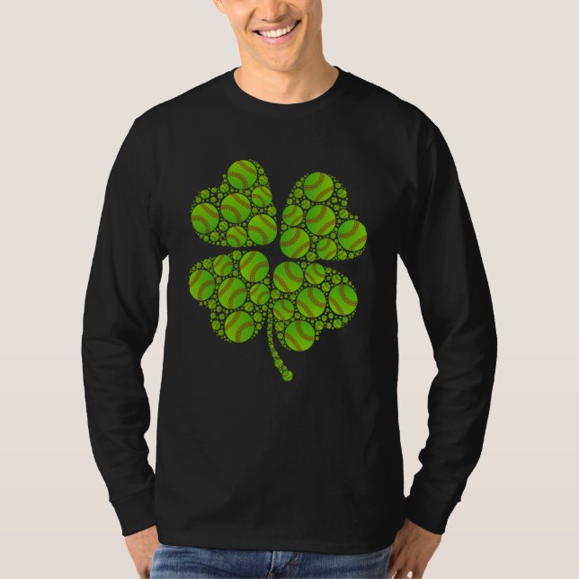 Baseball shamrock lucky charm baseball t shirt (Framsida)