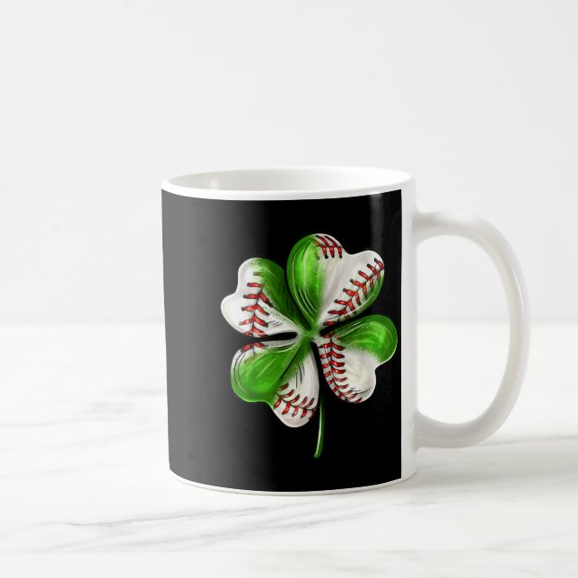 Baseball Shamrock St Patrick's Day Clover With Bas Kaffemugg (Höger)
