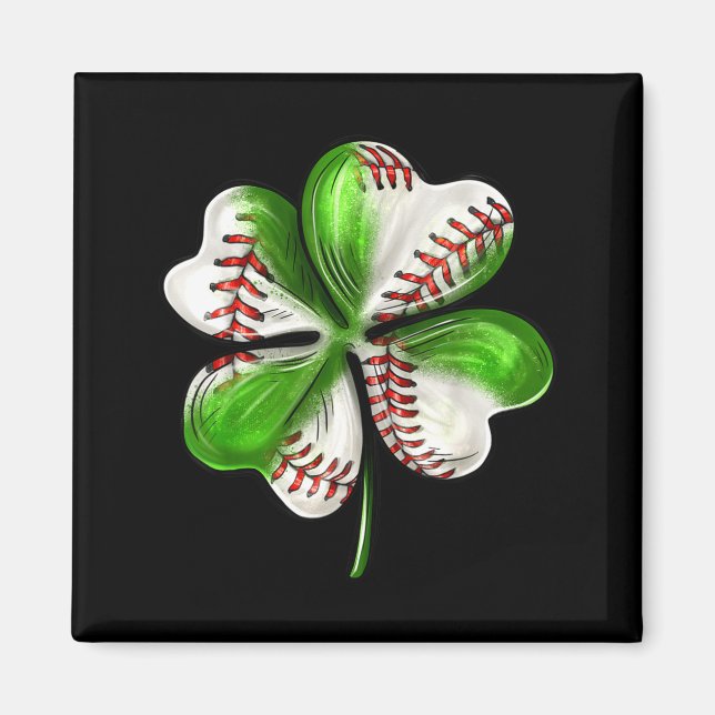 Baseball Shamrock St Patrick's Day Clover With Bas Magnet (Framsidan)