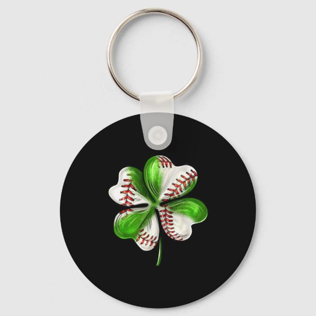 Baseball Shamrock St Patrick's Day Clover With Bas Nyckelring (Framsida)