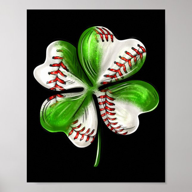 Baseball Shamrock St Patrick's Day Clover With Bas Poster (Framsidan)