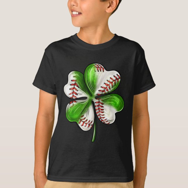 Baseball Shamrock St Patrick's Day Clover With Bas T Shirt (Framsida)
