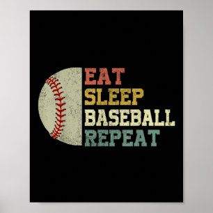 Baseball-shirt Eat Ssov Baseball Repeat funny Mana Poster