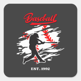 Baseball Silhouette Graphic Design – EST. 1992 Fyrkantigt Klistermärke