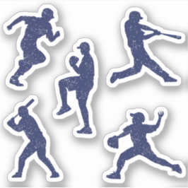 Baseball silhouettes - mörk blått klistermärken