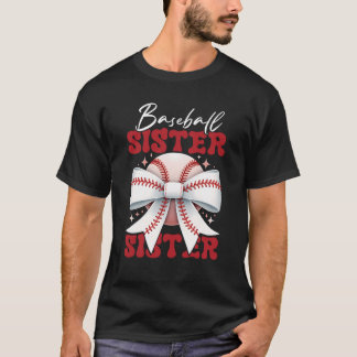 Baseball Sister Coquette Bow Sport Älskare Sister  T Shirt